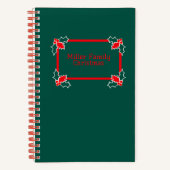Green & Red Holly Retro Family Christmas Journal Notizblock (Vorderseite)