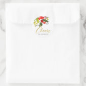 GREEN RED HOLY BERRIES WATERCOLOR CHRISTMAS CHEERS RUNDER AUFKLEBER (Tasche)