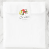 GREEN RED HOLY BERRIES WATERCOLOR MERRY CHRISTMAS RUNDER AUFKLEBER (Tasche)