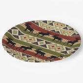 Green Red Ivory Ochre Ethnic Look Pappteller (Schrägansicht)