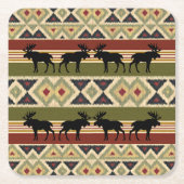 Green Red Ivory Ochre Ethnic Look Rechteckiger Pappuntersetzer (Vorderseite)