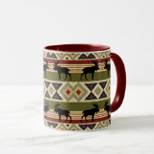Green Red Ivory Ochre Ethnic Look Tasse (VorderseiteRechts)