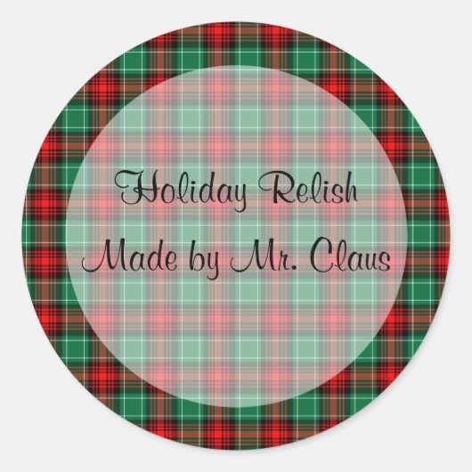 Green Red Kariert Custom Holiday Canning Jar Label Runder Aufkleber (Vorderseite)