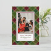 Green Red Kariert Frame Frohe Weihnachten (Stehend Vorderseite)