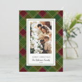 Green Red Kariert Frame Frohe Weihnachten (Stehend Vorderseite)
