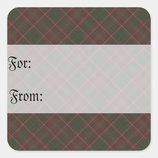 Green & Red Kariert Gift Tag Quadratischer Aufkleber (Vorderseite)