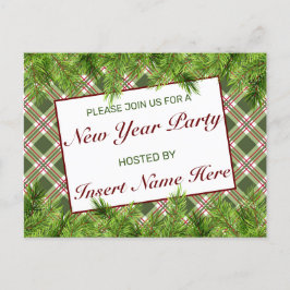 Green Red Kariert New Year Party Einladung Postcar