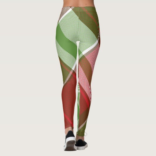 Green Red Kariert Patterns Weihnachtsfeiertag Leggings (Rückseite)