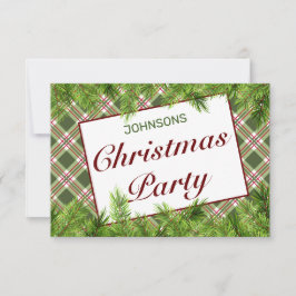 Green Red Kariert & Pine Branch Weihnachtsfest Par RSVP Karte