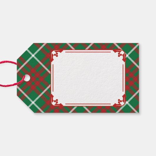 Green & Red Karo Geschenkanhänger (Rückseite Horizontal)
