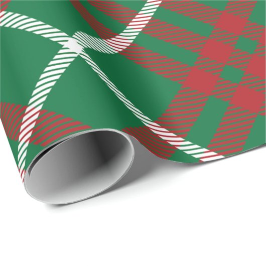 Green & Red Karo Geschenkpapier (Rolleneckpunkt)
