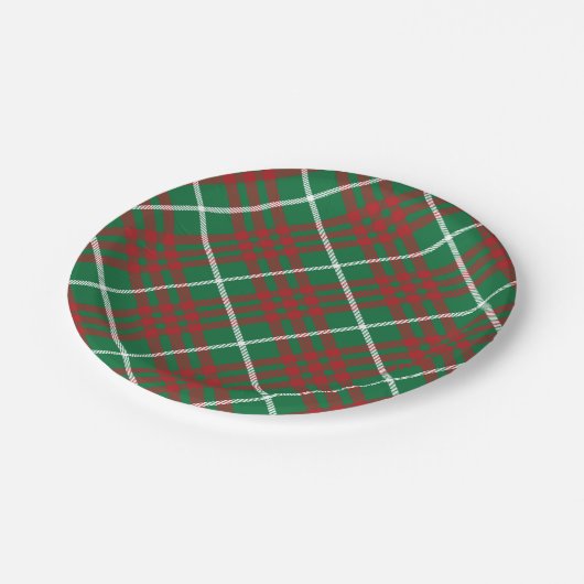 Green & Red Karo Pappteller (Schrägansicht)