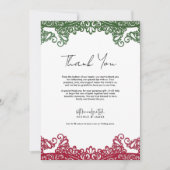 Green & Red Lace Elegant Fiesta Vielen Dank Einladung (Vorderseite)
