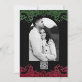 Green & Red Lace Elegant Fiesta Vielen Dank Einladung (Rückseite)