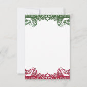 Green & Red Lace Elegant Fiesta Wedding RSVP Karte (Rückseite)