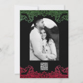 Green & Red Lace Elegante Fiesta Black Wedding Einladung (Rückseite)