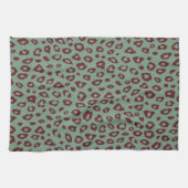 Green Red Leopard Print Geschirrtuch (Horizontal)