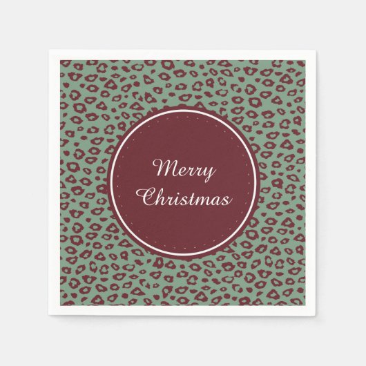 Green Red Leopard Print Serviette (Vorderseite)