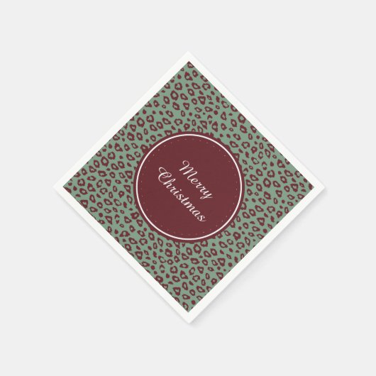 Green Red Leopard Print Serviette (Ecke)