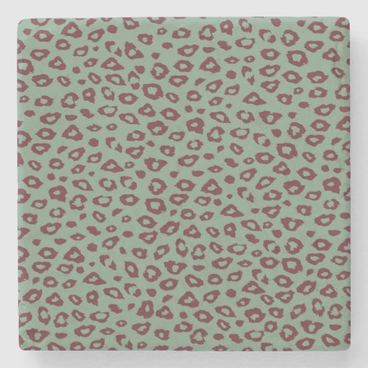 Green Red Leopard Print Steinuntersetzer (Vorderseite)