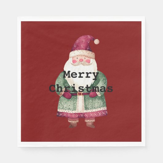 Green Red MerChristmas Santa Serviette (Vorderseite)