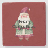 Green Red MerChristmas Santa Steinuntersetzer (Vorderseite)