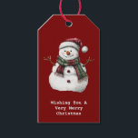 Green Red Merry Christmas Snowman Geschenkanhänger<br><div class="desc">Rot grün Weihnachten Schneemann</div>