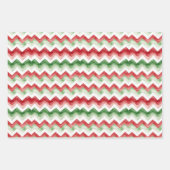 Green Red Merry Christmas Stripes Dots Geschenkpapier Set (Vorderseite)