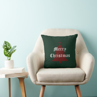 Green & Red "Merry Christmas" Throw Pillow Kissen
