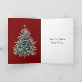 Green Red Merry Christmas Tree Karte (Innenseite)