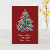 Green Red Merry Christmas Tree Karte (Gelbe Blume)