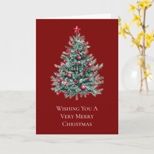 Green Red Merry Christmas Tree Karte (Gelbe Blume)