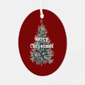 Green Red Merry Christmas Tree Santa (auf der Rück Ornament Aus Metall (Vorderseite links)