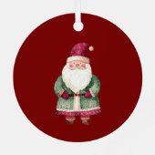 Green Red Merry Christmas Tree Santa (auf der Rück Ornament Aus Metall (Rückseite)