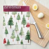 Green Red Merry Christmas Trees Geschirrtuch (Viertel Falte)