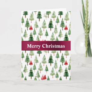 Green Red Merry Christmas Trees Karte