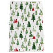 Green Red Merry Christmas Trees Mittlere Geschenktüte (Rückseite)