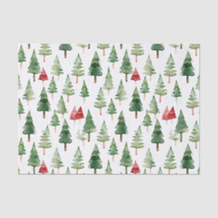 Green Red Merry Christmas Trees Seidenpapier