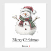 Green Red Merry Christmas Trees Snowman Aufkleber (Blatt)