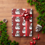 Green Red Merry Christmas Trees Snowman Geschenkpapier<br><div class="desc">Rot grün Weihnachtsbaumen Schneemann</div>