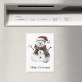 Green Red Merry Christmas Trees Snowman Magnet (In Situ (Geschirrspüler))