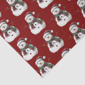 Green Red Merry Christmas Trees Snowman Seidenpapier (Ausschnitt)