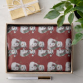 Green Red Merry Christmas Trees Snowman Seidenpapier (Geschenk)