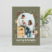 Green Red Mod Arch Frame Family Foto Weihnachten (Stehend Vorderseite)