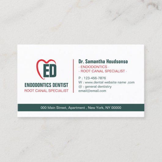 Green Red Modern Formal Branding Dental Visitenkarte (Vorderseite)
