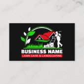 Green Red Modern Lawn Care Landscaping Services Visitenkarte (Vorderseite)