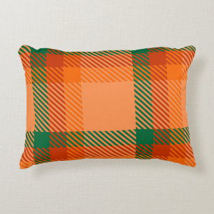 Green, Red, Orange und Beige Tartan Kariert schott Dekokissen