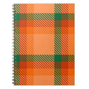 Green, Red, Orange und Beige Tartan Kariert schott Notizblock
