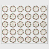 Green Red Pine Cones Gold Script Weihnachtsschuld Geschenkpapier (Flach)