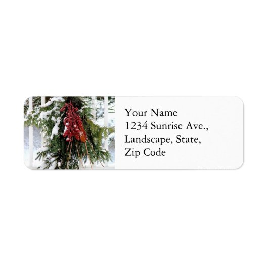 Green Red Pine Swag Winter Return Address Label (Vorne)